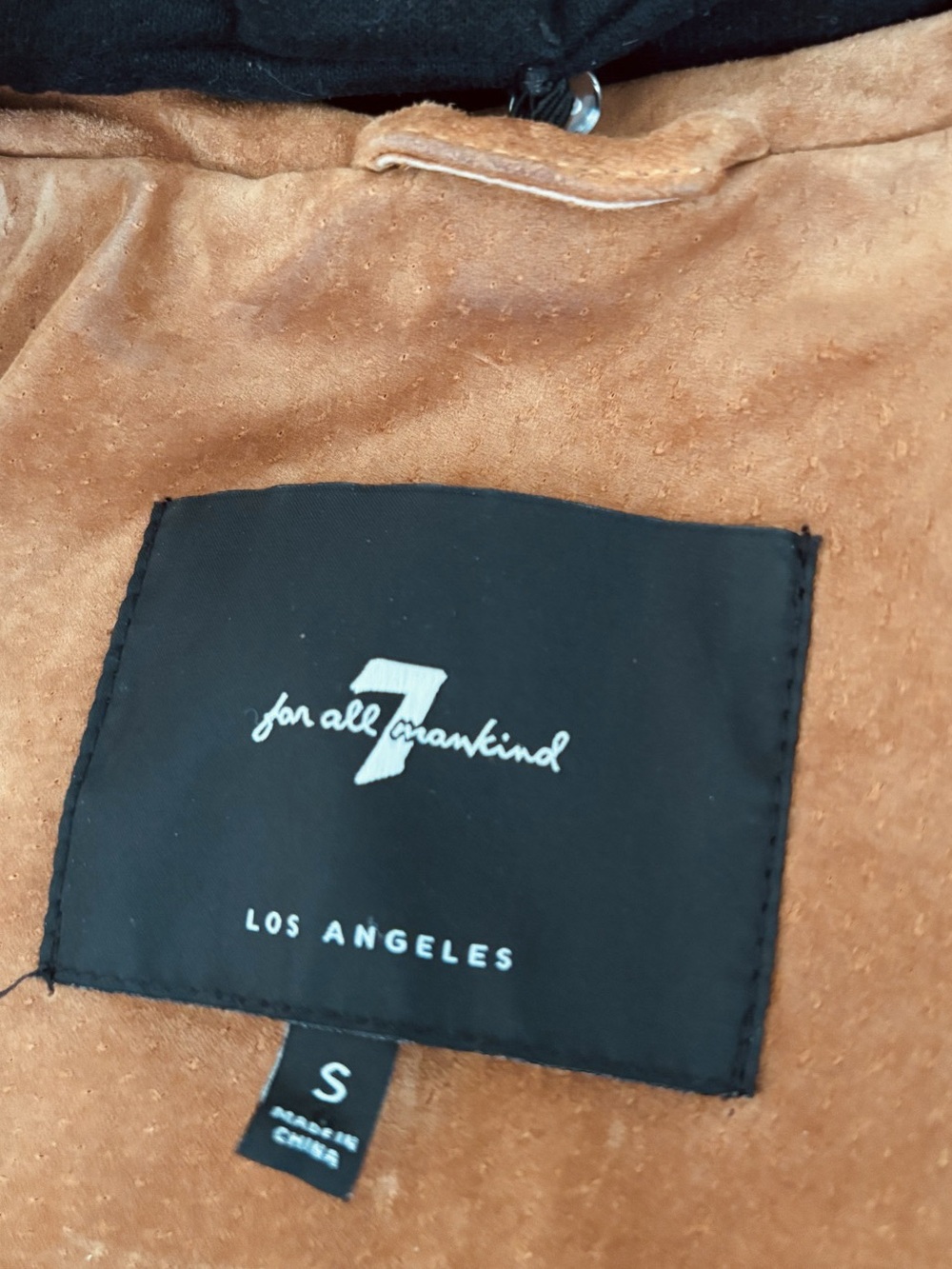 7 For All Mankind Suede Moto Jacket in Brown & Black Size Small - Picture 4 of 7